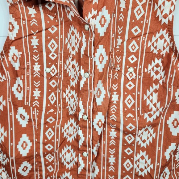 Women's Wrangler Retro Sleeveless Pearl Snap Western Shirt Sz Large - Picture 5 of 8